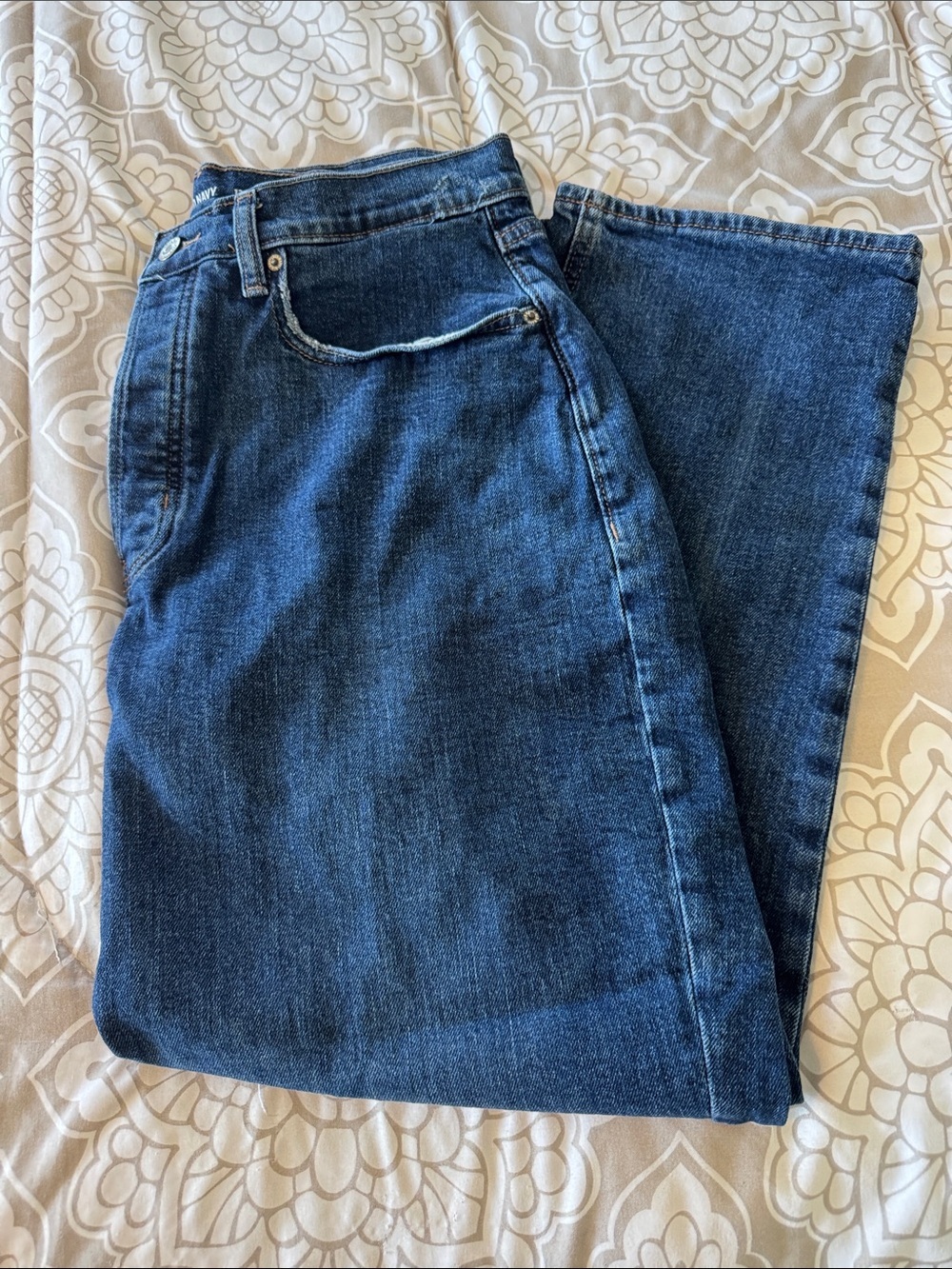 Old Navy Women’s Dark Blue Extra High-Rise Sky-Hi Straight Jeans